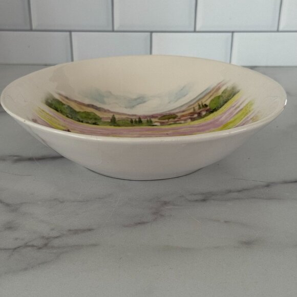 Hand-Painted Italian Ceramic Bowl With Lavender Field Design By Opificio Etico R - Picture 2 of 7